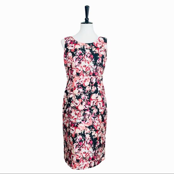 Jones Studio Dresses & Skirts - Jones Studio Dress Black Pink Floral Sheath Sleeveless Crew Neck Women's Size 4